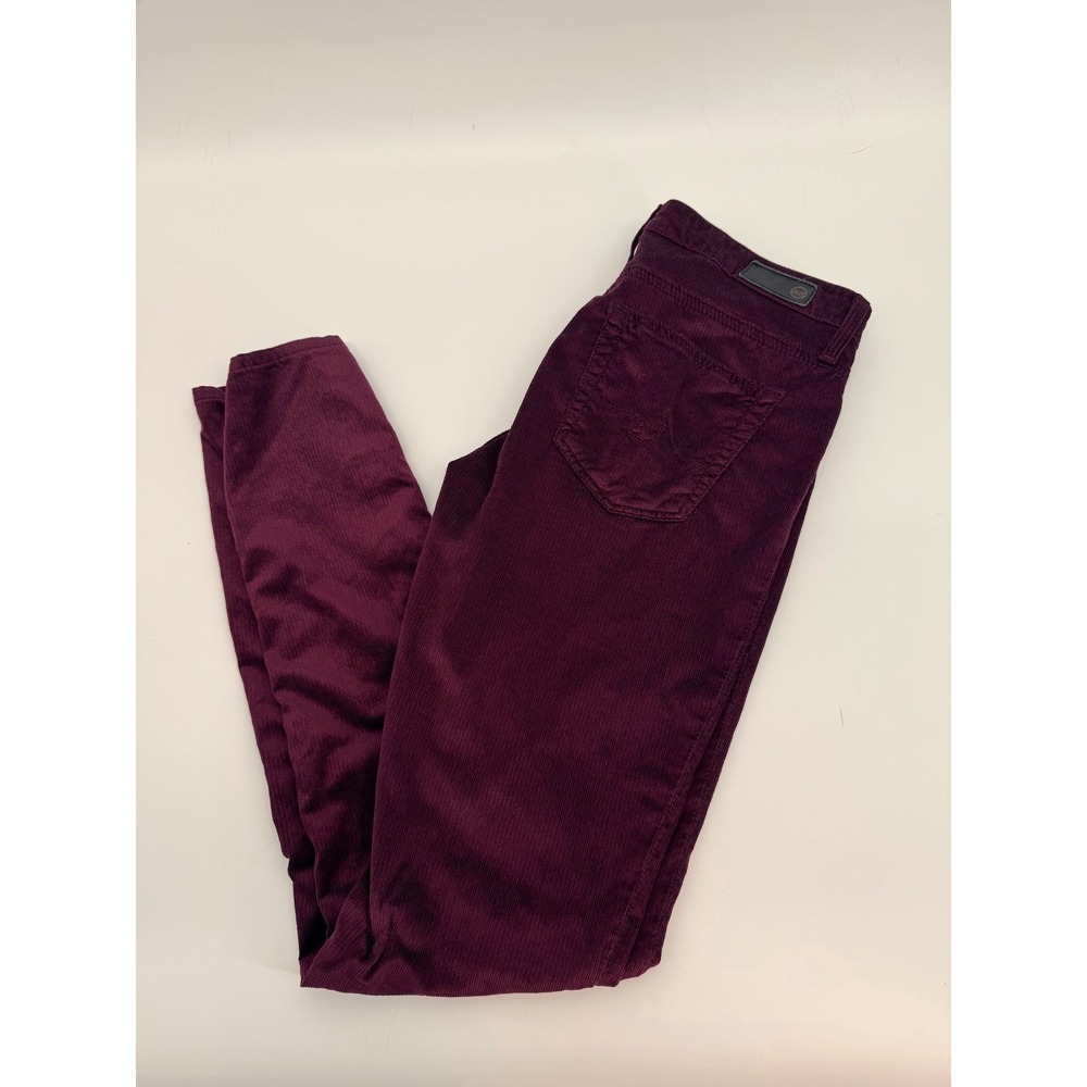 AG Adriano Goldschmied The Legging Super Skinny Corduroy Pants Burgundy 28R